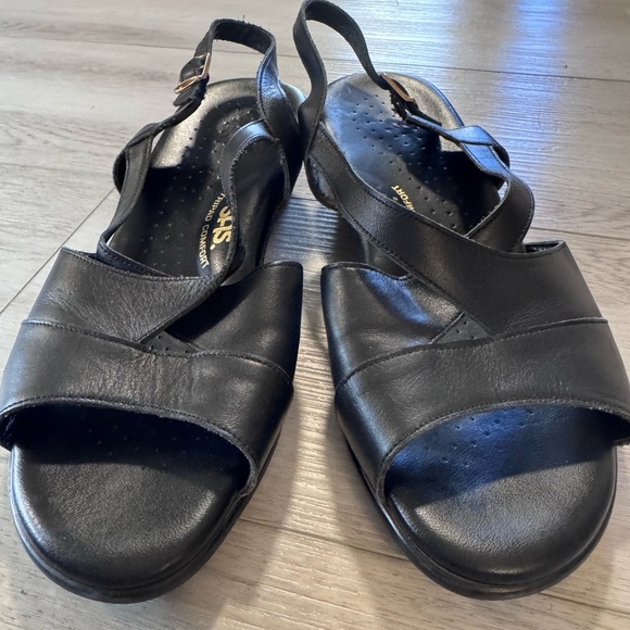 SAS TriPad Caress Sandals Strap Slingback Wedge Sz 9 WW Black Leather Comfort - Picture 5 of 9